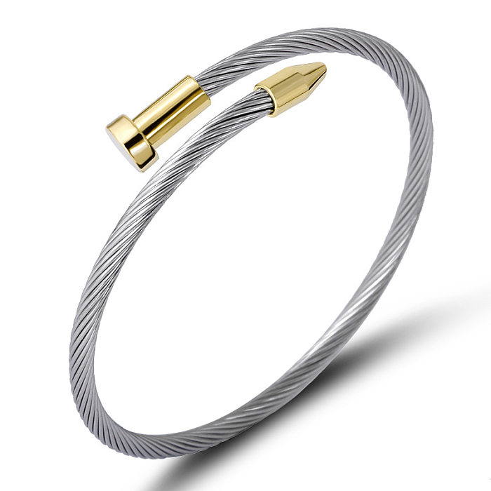Simple Style Solid Color Stainless Steel Twisted Cable Bracelet