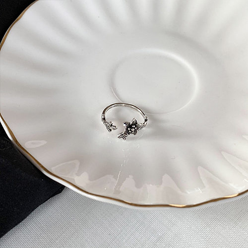 1 pièce anneau ouvert plaqué cuivre fleur de style simple