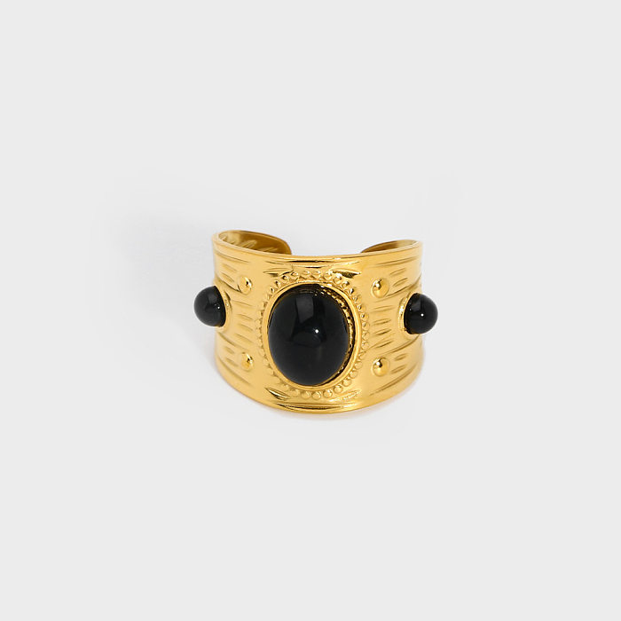 Anéis abertos banhados a ouro com revestimento geométrico de aço inoxidável estilo vintage