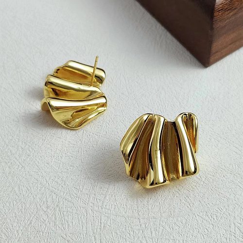 1 Pair Simple Style Solid Color Plating Copper Gold Plated Earrings