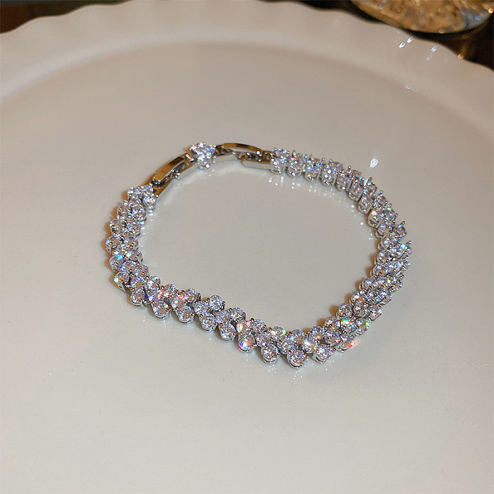 Shiny Geometric Copper Inlay Zircon Bracelets 1 Piece