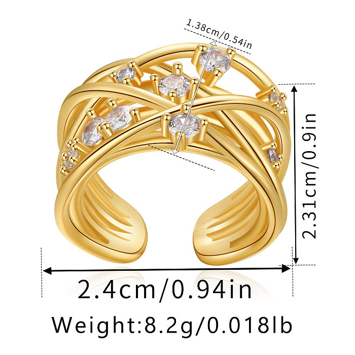 Streetwear Heart Shape Flower Copper Inlay Zircon Open Rings
