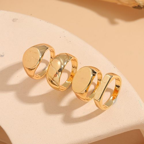 Elegant Luxurious Solid Color Copper Plating 14K Gold Plated Open Rings