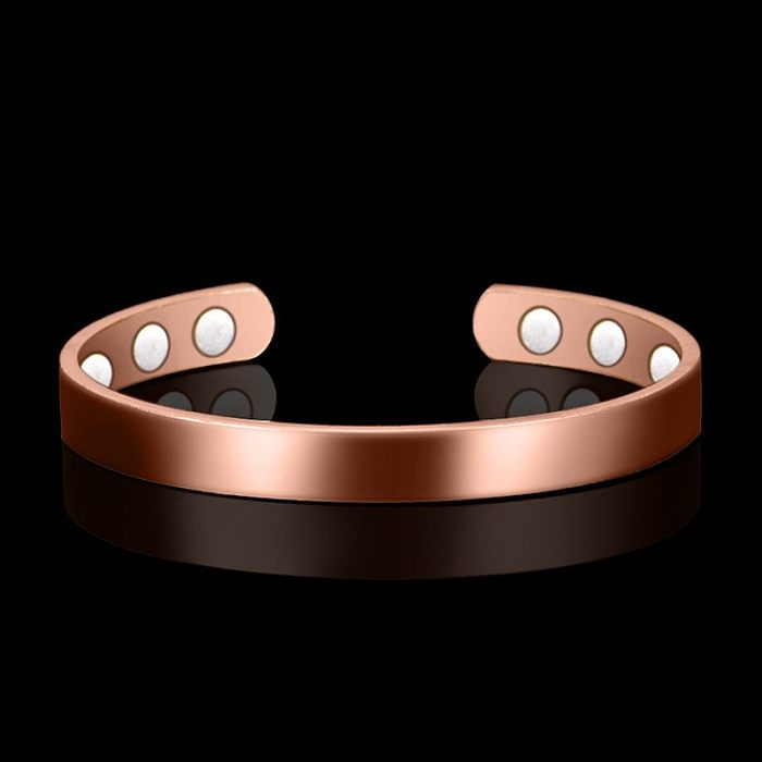 Simple Style Round Copper Plating Magnet Rose Gold Plated Carpal Tunnel Bracelet