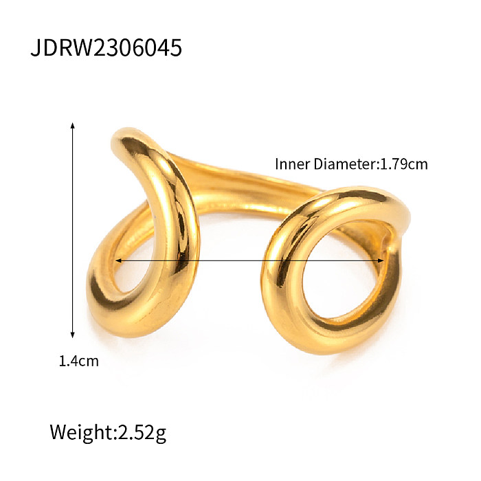IG Style Asymmetrical Stainless Steel Plating 18K Gold Plated Open Rings