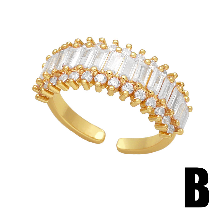 Offener Ring im INS-Stil, Herzform, Schmetterling, Kupfer, 18 Karat vergoldet, Zirkon, in großen Mengen