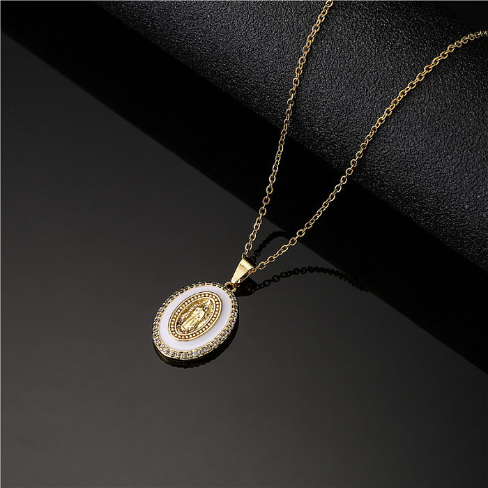 European And American Popular Jewelry Dripping Oil Zircon Virgin Mary Pendant Necklace