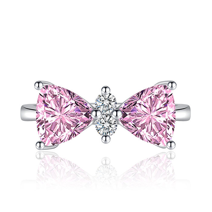 Fashion Bow Knot Copper Inlay Zircon Open Ring 1 Piece