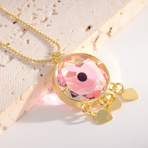 Casual Streetwear Eye Copper 18K Gold Plated Pendant Necklace