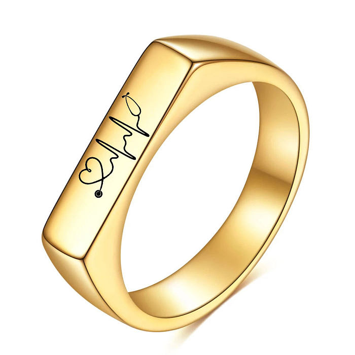 Commute Solid Color Stainless Steel Gold Plated Rings In Bulk