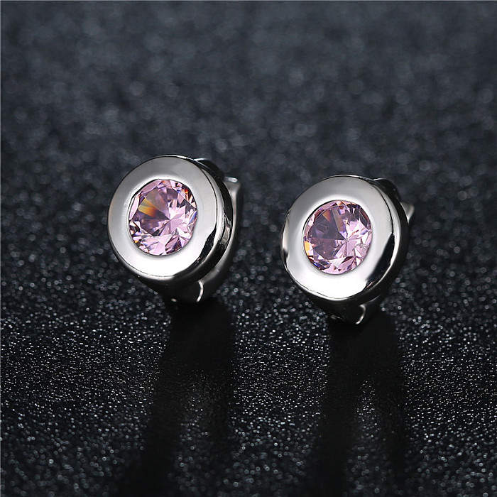 1 Pair Vintage Style Simple Style Round Plating Inlay Copper Zircon Ear Studs