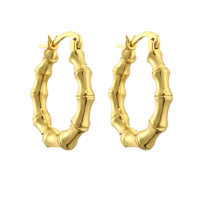 1 paire de boucles d'oreilles en cuivre et Zircon, Style Simple, placage géométrique, incrustation
