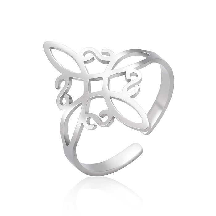 Europe And America Cross Border E-Commerce Jewelry Titanium Steel Square Celtic Knot Open Ring Women's Stainless Steel Open Ring
