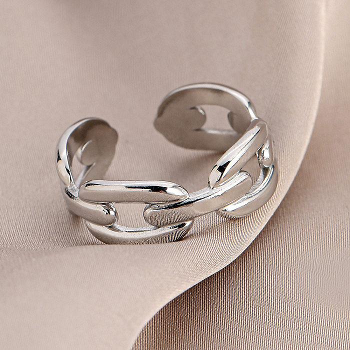 Simple Style Printing Titanium Steel Feather Open Ring 1 Piece