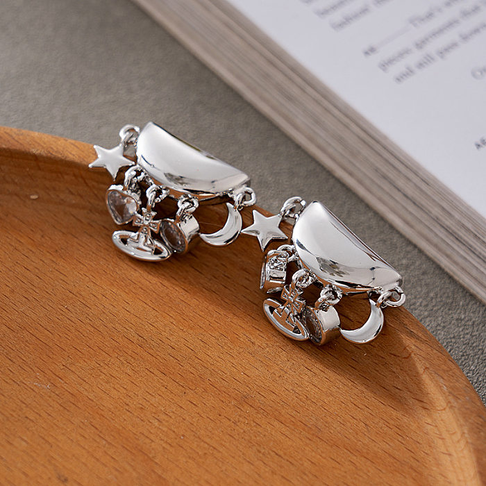 1 Pair Vintage Style Trophy Plating Inlay Copper Zircon Drop Earrings