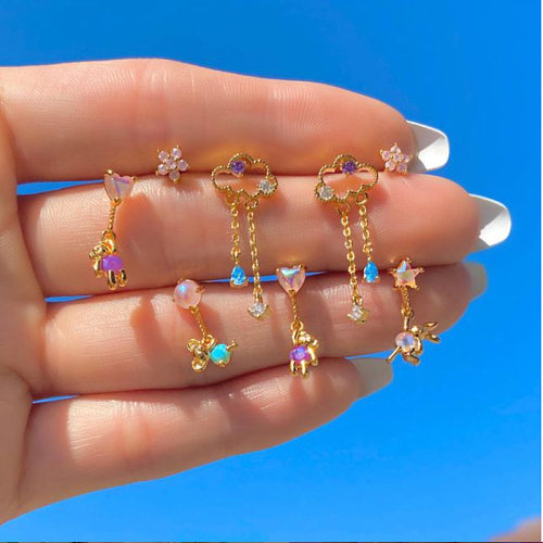 Wholesale Kolamic Earrings 18K Gold Jewelry Cute Bear Cloud Earrings jewelry