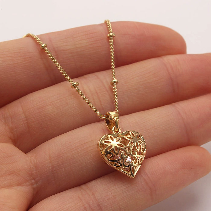 Conjunto de joyería chapado en oro con incrustaciones de cobre y forma de corazón de estilo Simple estilo IG