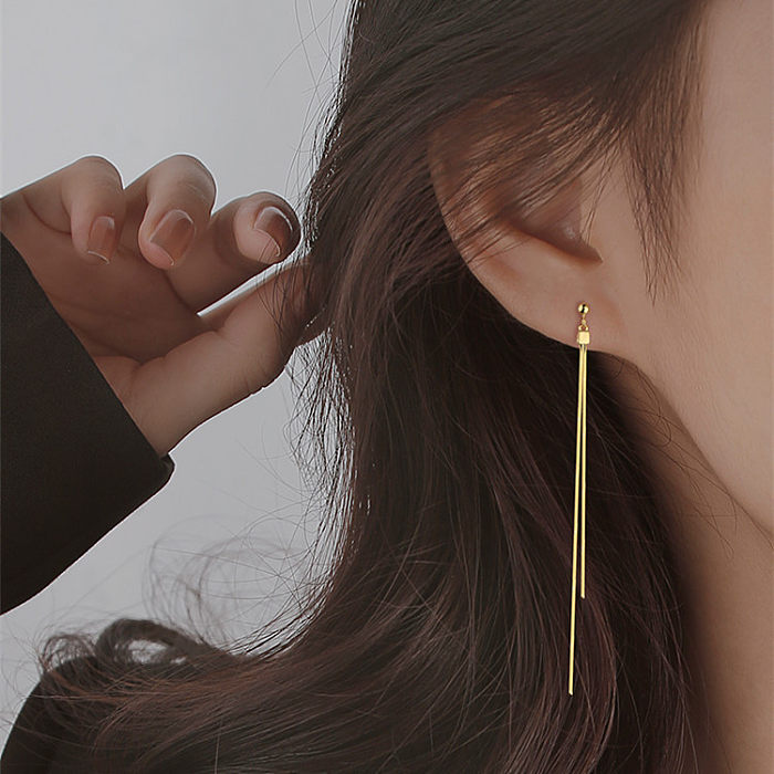 1 Pair Simple Style Tassel Plating Copper Ear Line