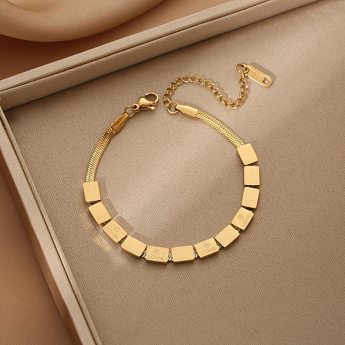 Retro-Armband-Halskette im klassischen klassischen Stil mit geometrischer Titanstahlbeschichtung