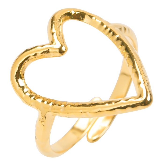 Großhandel 1 Stück einfacher offener Ring in Herzform aus Titanstahl