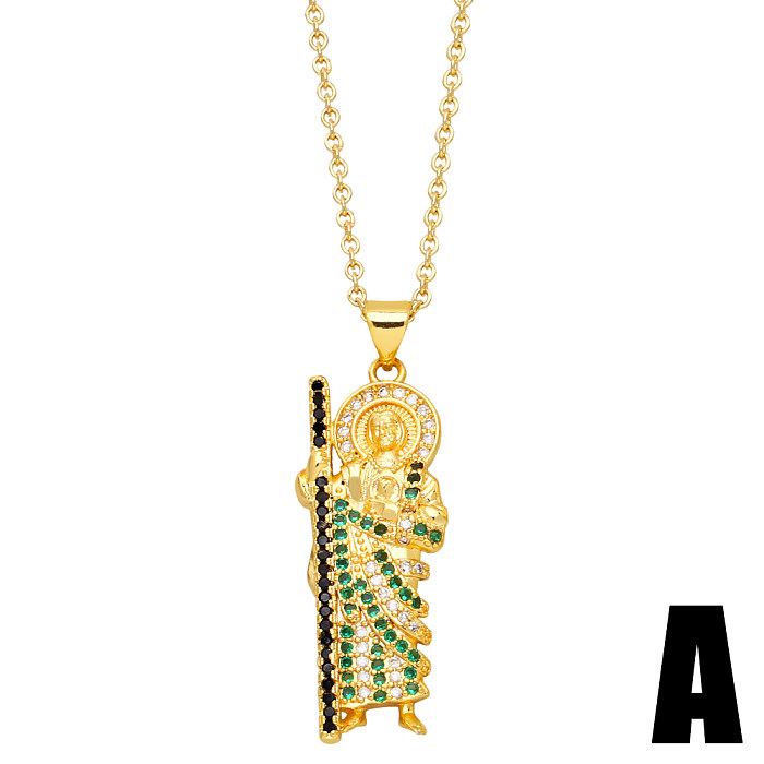 Fashion Human Copper Plating Inlay Zircon Pendant Necklace 1 Piece