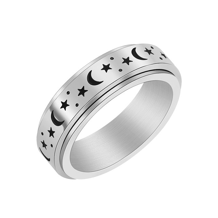 Simple Style Star Moon Titanium Steel Plating Rings