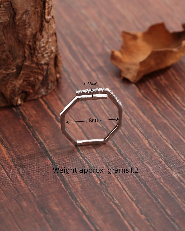 IG Style Simple Style Solid Color Copper Plating Inlay Zircon 18K Gold Plated White Gold Plated Open Ring