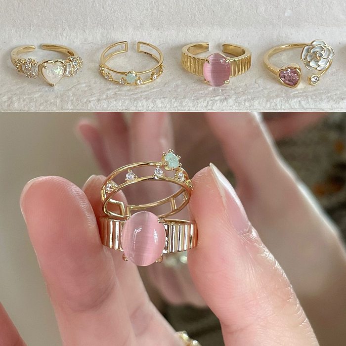 Anéis de zircão embutidos de cobre com gotas de água doce