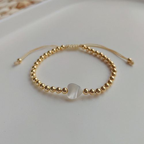 Simple Style Streetwear Cross Star Heart Shape Shell Copper Plating 14K Gold Plated Bracelets