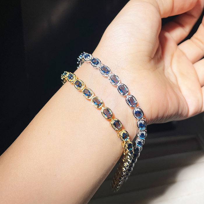 Elegant Solid Color Copper Inlay Zircon Bracelets