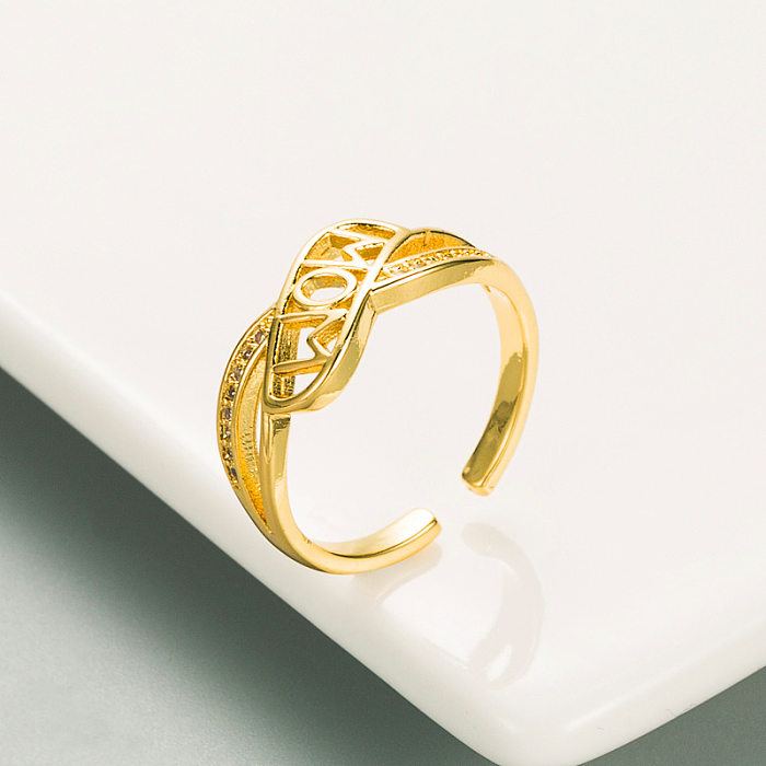 Anel de zircão colorido banhado a cobre da moda com micro incrustações de ouro