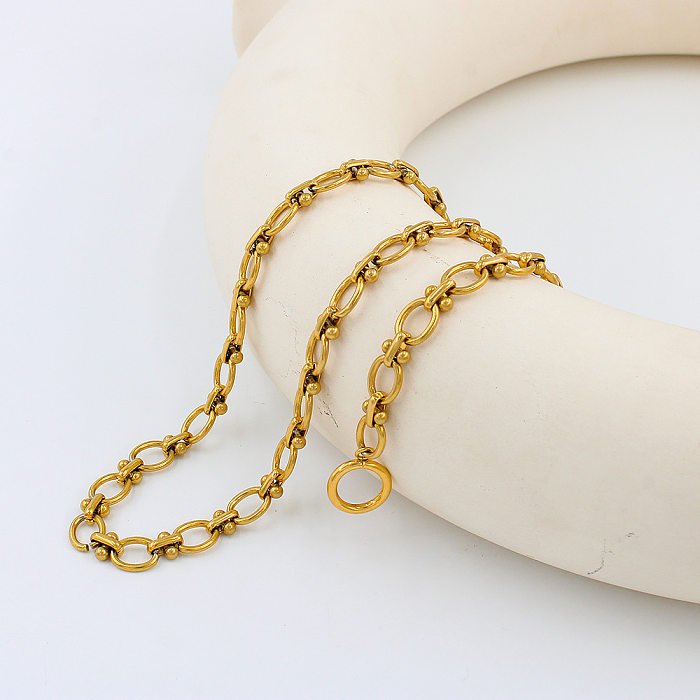 Estilo simple Estilo coreano Color sólido Chapado en acero inoxidable Collar de pulseras chapadas en oro de 18 quilates