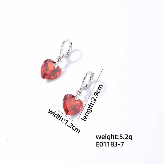 1 Pair Casual Elegant Simple Style Heart Shape Plating Copper White Gold Plated Drop Earrings