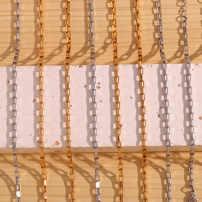 Estilo simples estilo clássico cor sólida chapeamento de aço inoxidável 18K banhado a ouro pulseiras colar