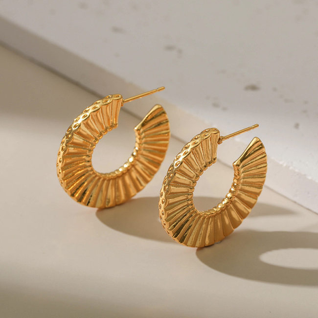 1 Pair Retro Round Copper Plating 18K Gold Plated Ear Studs