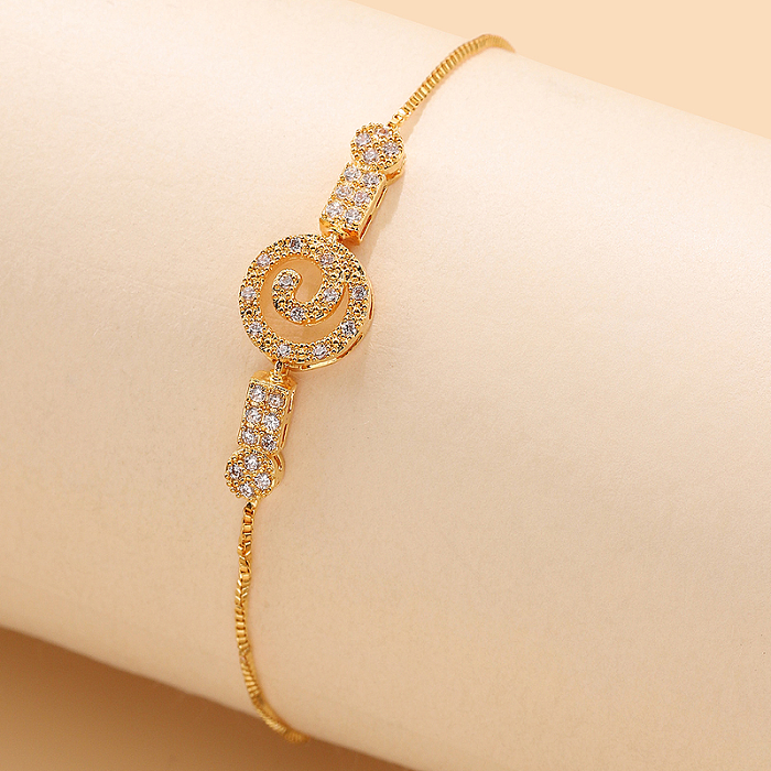Bracelets plaqués or 18 carats avec incrustation de cuivre et papillon de fleur brillante de style simple