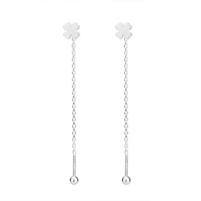 1 Pair Elegant Four Leaf Clover Plating Copper Ear Line