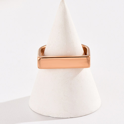 Simple Style Solid Color Stainless Steel Polishing Plating Rose Gold Plated Rings