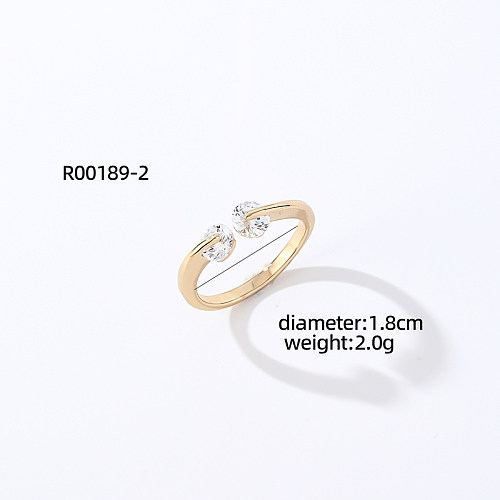 Casual Simple Style Round Number Heart Shape Copper Irregular Inlay Zircon Open Rings