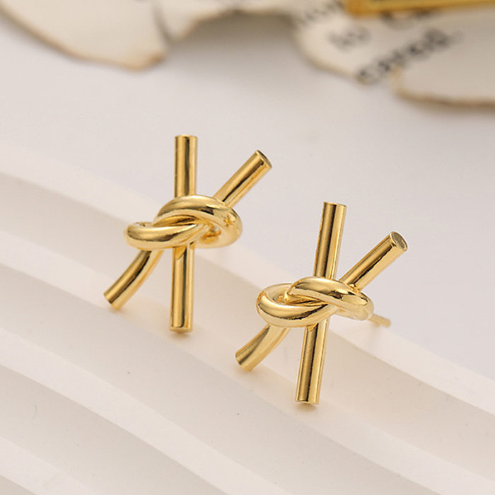 1 Pair Simple Style Knot Irregular Plating Copper Ear Studs