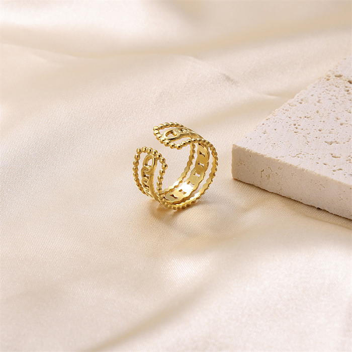 Wholesale IG Style Sweet Oval Stainless Steel Plating Gold Plated Open Rings