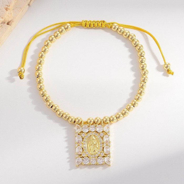 Simple Style Classic Style Square Copper Plating Inlay Zircon Gold Plated Bracelets