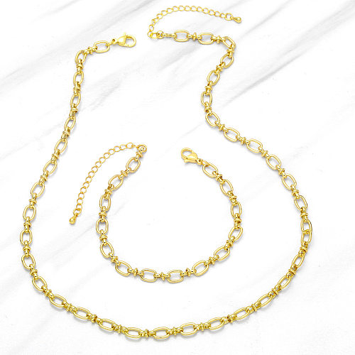 Simple Copper 18K Gold-plated Thick Chain Necklace Bracelet
