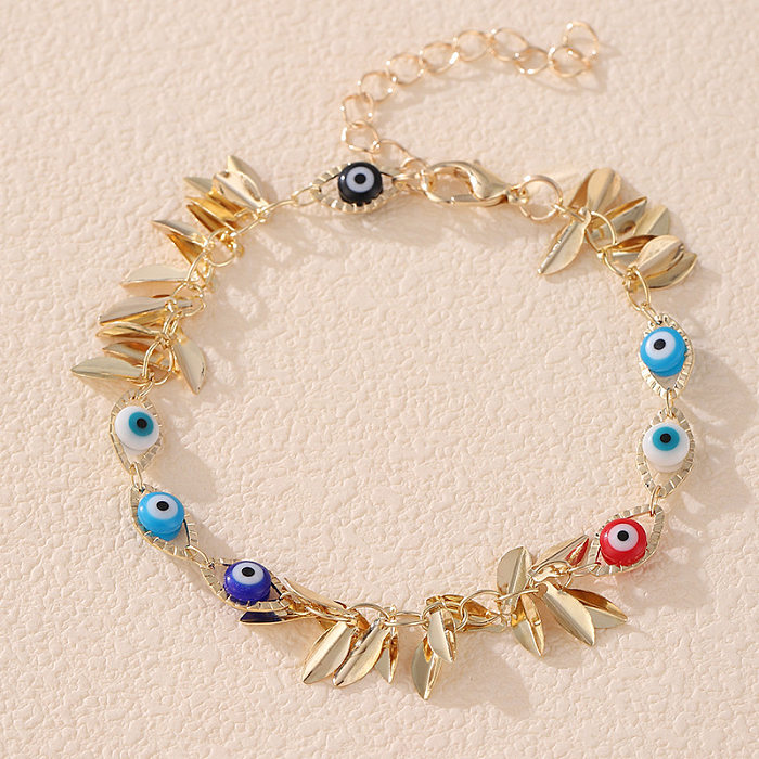 Casual Simple Style Devil'S Eye Heart Shape Flower Copper Enamel Plating Bracelets