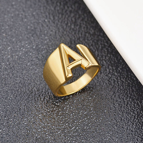 Casual Simple Style Letter Copper Polishing Plating Hollow Out Open Ring