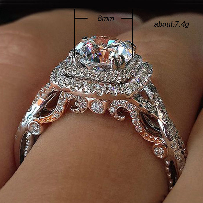 Retro New Luxury Zircon Ring Electroplating Color Separation Copper Ring