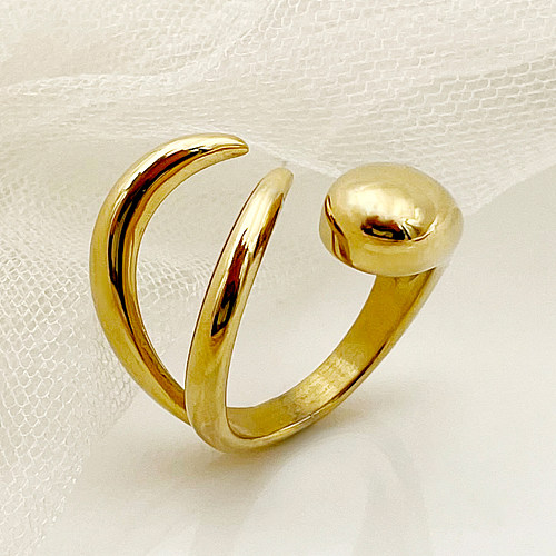 Vintage Style Simple Style Solid Color Stainless Steel Plating Hollow Out Gold Plated Open Rings