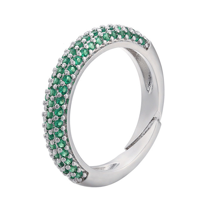 Großhandel Mode geometrische Mikro-Intarsien farbigen Diamant-Ring-Schmuck
