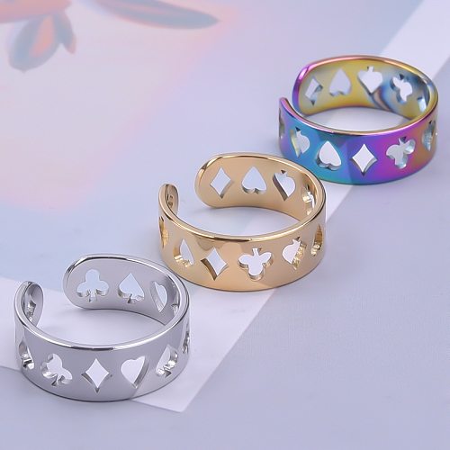Simple Style Solid Color Stainless Steel Hollow Out Rings
