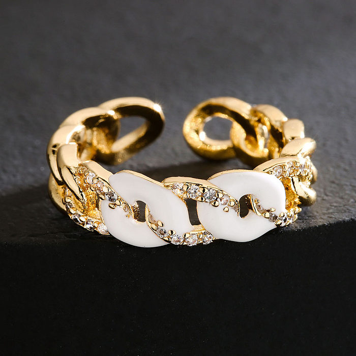 Mode Kupfer 18K Gold Tropfen Öl Zirkon Kette offenen Ring weiblich Großhandel